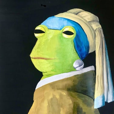 Frog With A Pearl Earring 10x10 Print