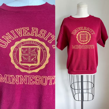 Vintage 1980s University of Minnesota Cut Off Sweatshirt Top / M 