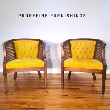 Mid Century Hollywood Regency Pair of Tufted Side Chairs 