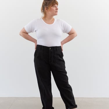 Vintage 33 Black Utility Trousers | Unisex 60s Button Fly High Waist Workwear Pants | Overdye OG107 | BF014 