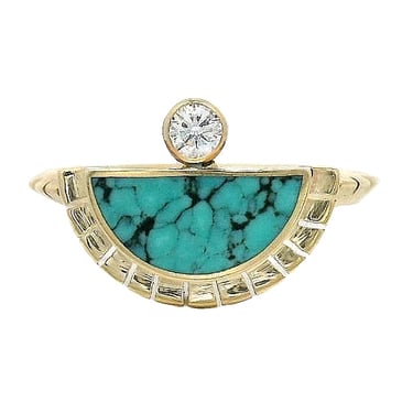 The Solstice Ring - Blue Moon Turquoise & White Diamond