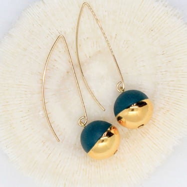 Mier Luo - Gold Dipped Pearl Earrings: Teal