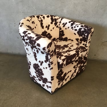 Faux Microfiber Cow Print Swivel Chair