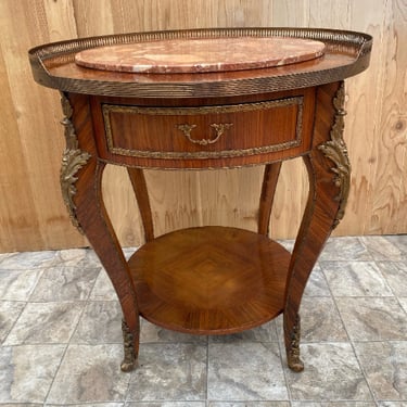 Antique French Louis XVI Mahogany Cocktail/Occasional Table with Inlaid Marble Top