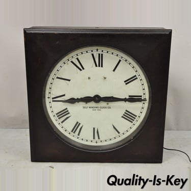Vintage Self Winding Clock Co Large 24" Square Case Shelf Clock
