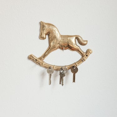Brass Rocking horse Key Holder Vintage 