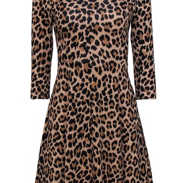 Kate Spade - Brown Leopard Print A-Line Dress Sz 0