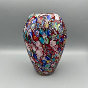 Vintage Murano glass millefiori vase 