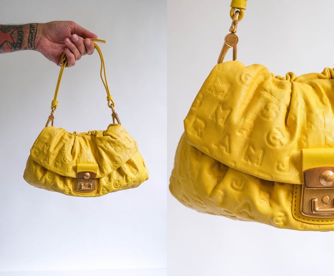 Marc Jacobs, Bags, Marc Jacobs Mustard Yellowgreen Patent Leather And  Leather Shoulder Bag