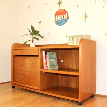 Vintage Danish Teak Rolling Stereo Console