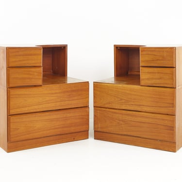 Dixie Scova Mid Century Teak Nightstands - A Pair - mcm 