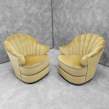 1940s Art Deco Channel Back Swivel Lounges - New