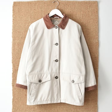 vintage cotton chore jacket with corduroy collar, 90s barn coat 