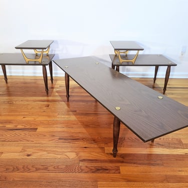 Mid Century Set of Two End Tables and Coffee Table 