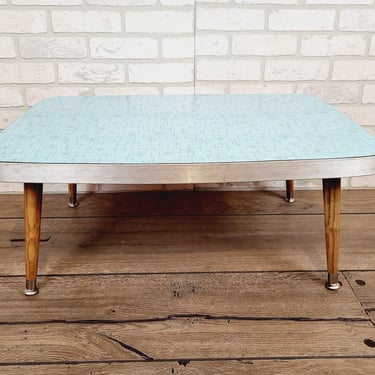 Mid Century Laminate Formica Turquoise Starburst Low Table/Coffee Table 