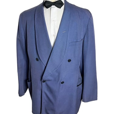 Vintage 1930s/1940s Double Breasted SHAWL COLLAR Jacket ~ size 46 Long ~ Blazer / Suit / Sport Coat ~ Art Deco ~ Rayon Gabardine 