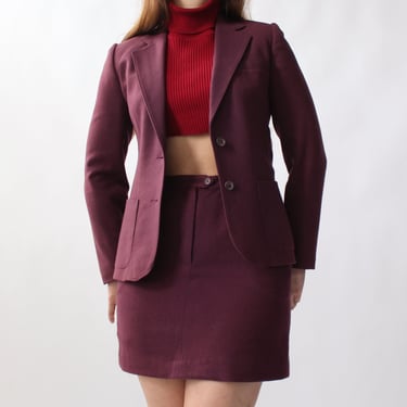 Vintage Mulberry Wool Miniskirt Suit - W25