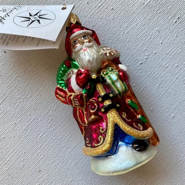 Vintage 90's Christopher Radko Santa Ornament, Christmas Tree, Petite Vintage Ruby Santa, With Tag 