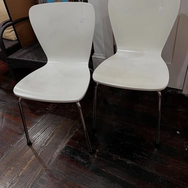 White bent wood crate and barrel chairs. 18” x 17.5” x 32.5” seat height 18” 