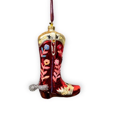 CFC Red Floral Boot Ornament