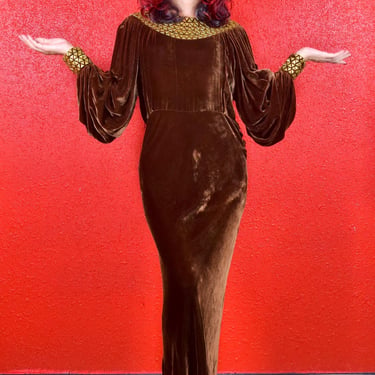 1930s Spectacular Silk Velvet Bias Cut Gown with | The Girl Can't Help It -  San Diego, CA | ATTIC