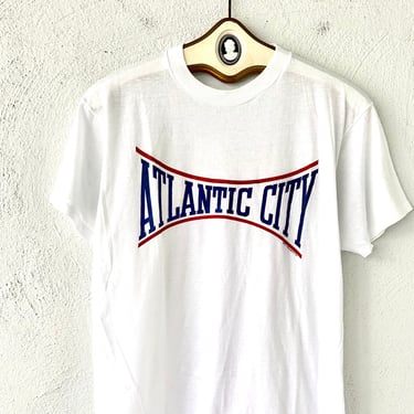 Vintage 70s 80s Atlantic City Tshirt 1970s 1980s White Single Stitch Travel Tourist East Coast T Shirt 