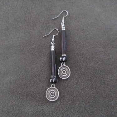 Batik print bone dangle earrings 5 
