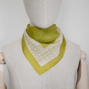 1940s/50s Chartreuse Thin Silk Scarf 