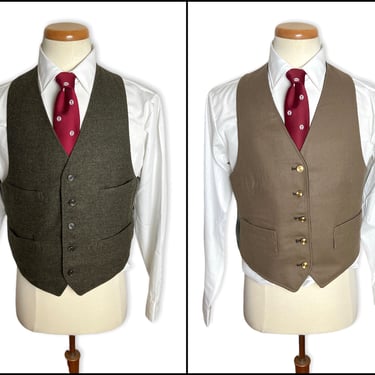 Vintage 1960s Wool TWEED / FLANNEL Reversible Vest ~ size 40 ~ Waistcoat ~ Wedding ~ Preppy / Ivy League / Trad 