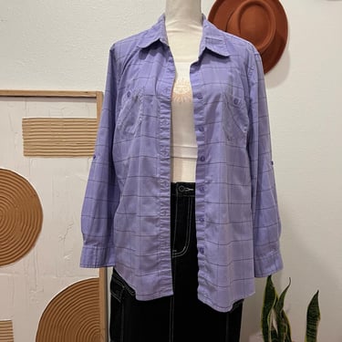 Vintage 90s Purple Oversized Flannel Long Sleeve Granola Shirt 