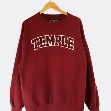 Vintage Temple Spell Out Fleece Patch Sweatshirt Sz L