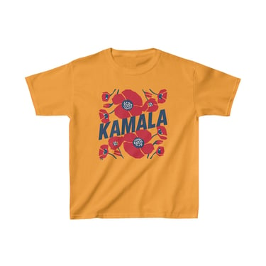 Kids' Tee - &quot;Kamala/Big Poppies&quot; Red &amp; Blue (Printify)