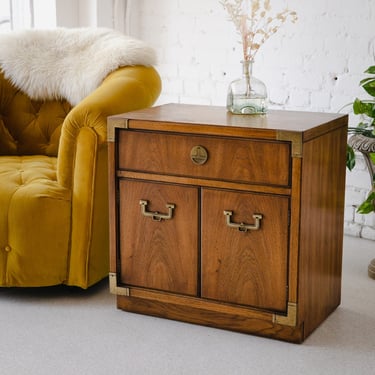 Pair of Campaign Style Nightstands