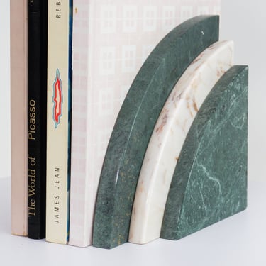Green & White Marble Bookend, 1970s 