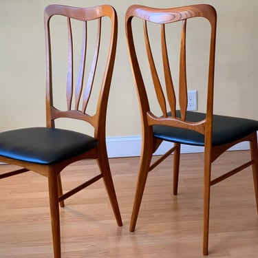 ONE PAIR of Koefoeds Hornslet Ingrid Danish High-back dining side chairs, side, desk chairs, bedroom chairs 