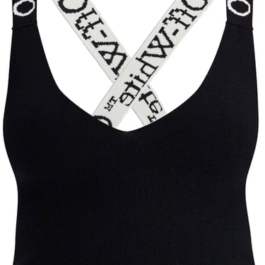 Off-White Knitted Crop Top With Branded Straps Women