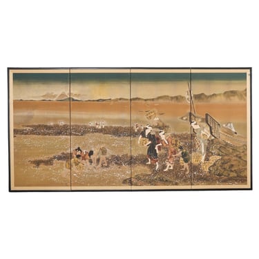 Japanese Showa Screen Shell Gathering After Katsushika Hokusai