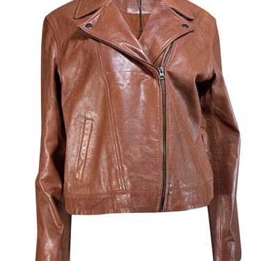 Able - Brown Lamb Leather Moto Jacket Sz XL