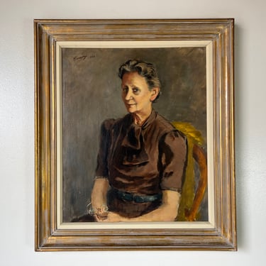 Albert B. Serwazi (American, 1905-1992) Sitting Female Portrait Oil on Canvas Painting, Framed 