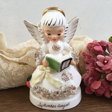 September Angel Figurine By Napco, Birthday Angel A1369, Vintage Angel Figurine, Born The Month Of September 