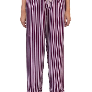 1940S Burgundy Striped Rayon Pajama Pants 