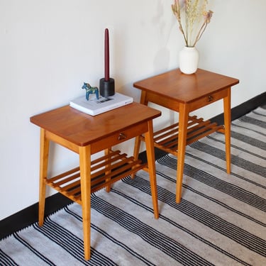 Swedish Nightstands in Elm and Beech