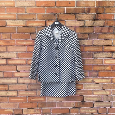vintage 50s betty rose checkerboard skirt suit / 29" 8 m medium 