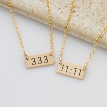 Angel Numbers Bar Necklace, Lucky Numbers Necklace Makes the Perfect Gift for Her, 777, 444, 333, 222, 111 Angle Number Necklace 