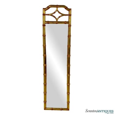 Vintage Hollywood Regency Faux Bamboo Gold Gilded Tall Mirror by Drexel 1x4