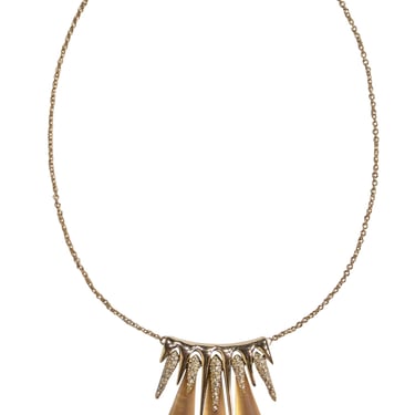 Alexis Bittar - Golden Pointed Tine Bar-Style Necklace w/ Spear Crystals