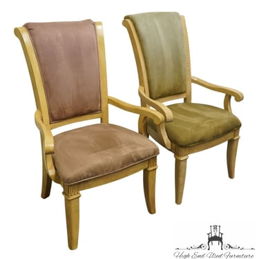 Set of 2 COLLECZIONE EUROPA Cream / Off White Contemporary Italian Style Dining Arm Chairs D7300-100A 