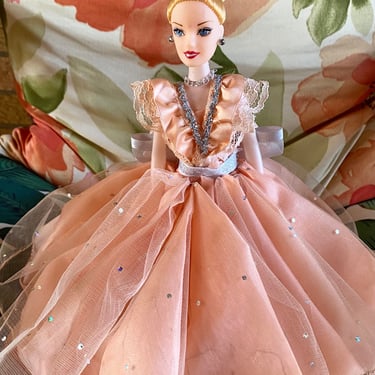 Barbie Princess Doll Cake Topper~ Peach Gown Fairy Barbie with Styrofoam bottom~ Glinda Wizard of Oz~ Handmade  Quinceanera or Shower  Cake 