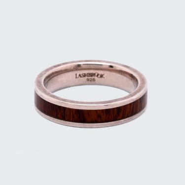 Sterling Silver Band with Desert Burl Wood Inlay