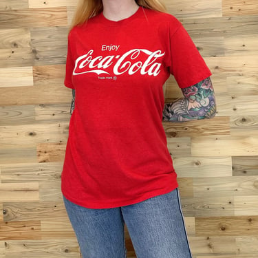 80's Vintage Coca-Cola Soft Worn Retro Brand Logo Tee Shirt T-Shirt 